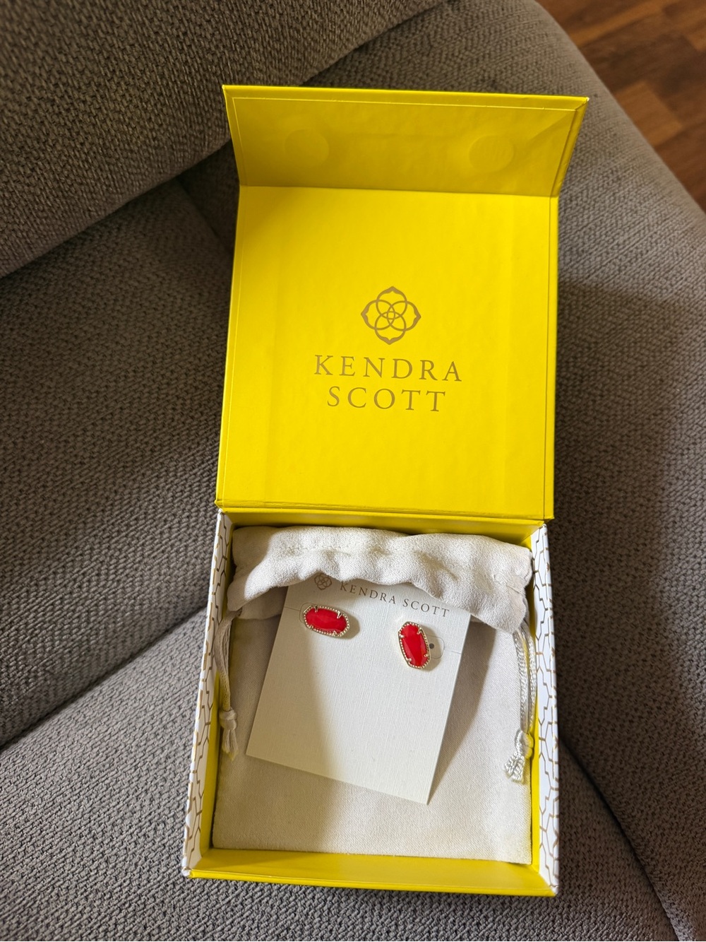 Kendra Scott Coral Red Faceted Elisa Stud Earrings